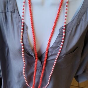 Red and White Beaded Necklace